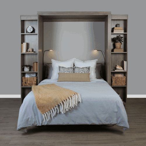 IN STOCK Queen Size Boaz BiFold Bookcase Murphy Bed - Monaco Textured Finish