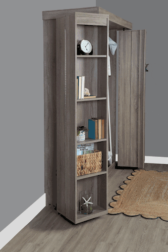 IN STOCK Queen Size Boaz BiFold Bookcase Murphy Bed - Monaco Textured Finish