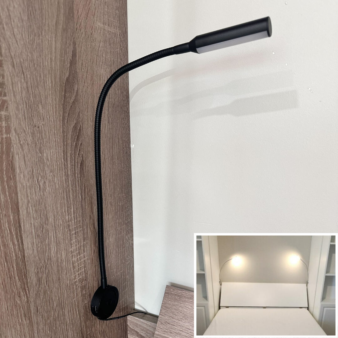 Black Flexible Reading Lights LED with USB Charging Station pair