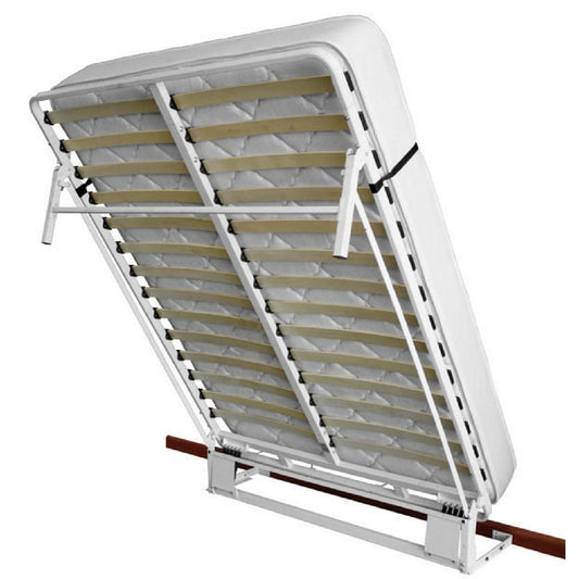 Clearance Murphy bed frame with slatted base, wall-mounted. half-open