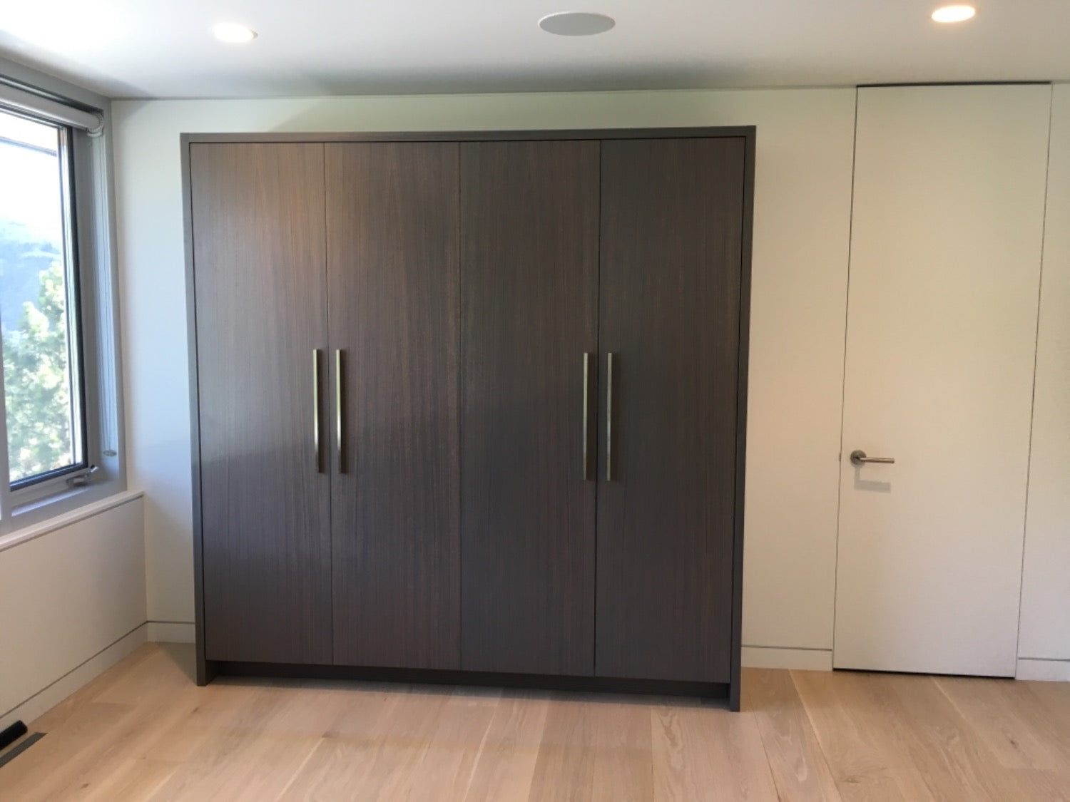 Panel Bed DIY Murphy Bed Frame Kit Cabinet Close in Dark Brown