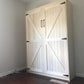 The Barn Door Panel Bed A in color white, left angled view