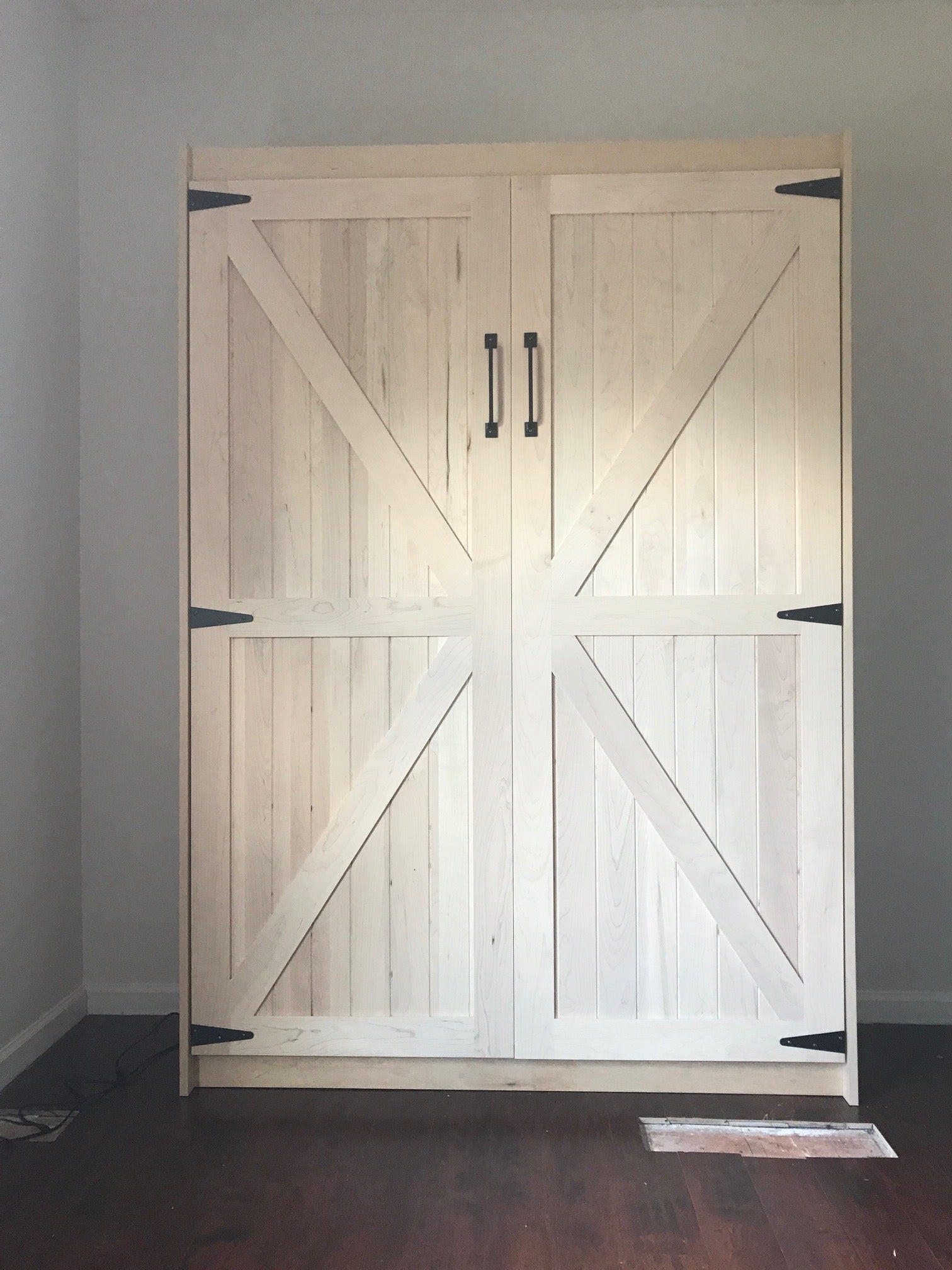 The Barn Door Panel Bed A  in color white, front view
