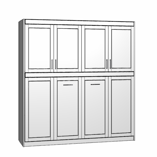 SINGLE/TWIN HORIZONTAL Bahama Shaker Panel Bed without cabinets above and with side cabinets
