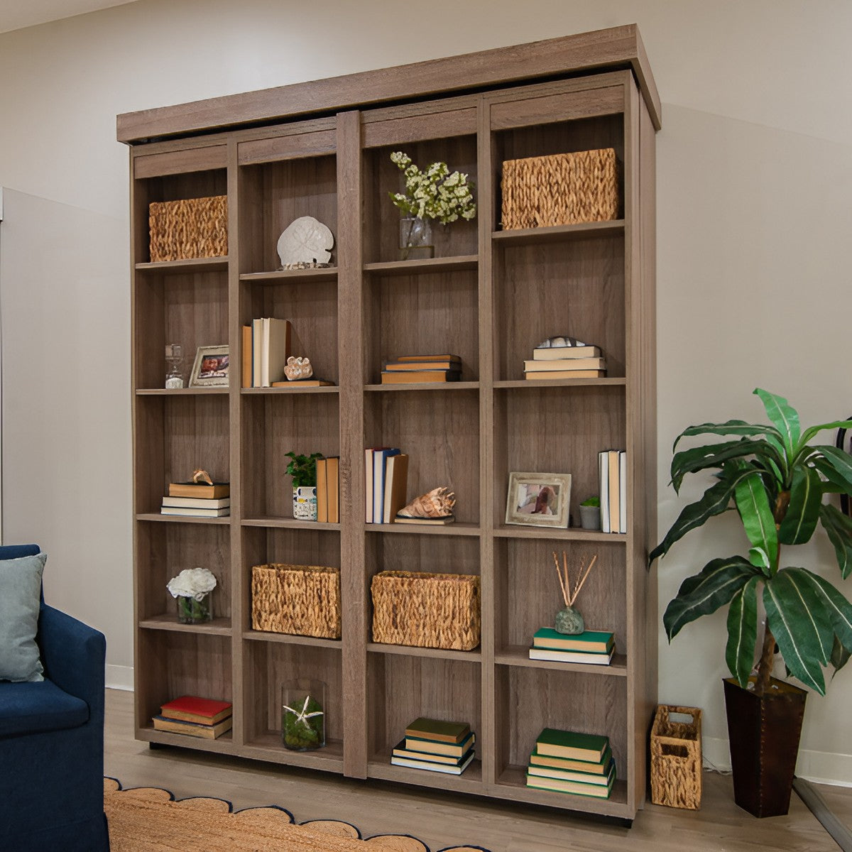 Wall Bed - Boaz BiFold Bookcase Murphy Bed in Multiple Sizes/Colors