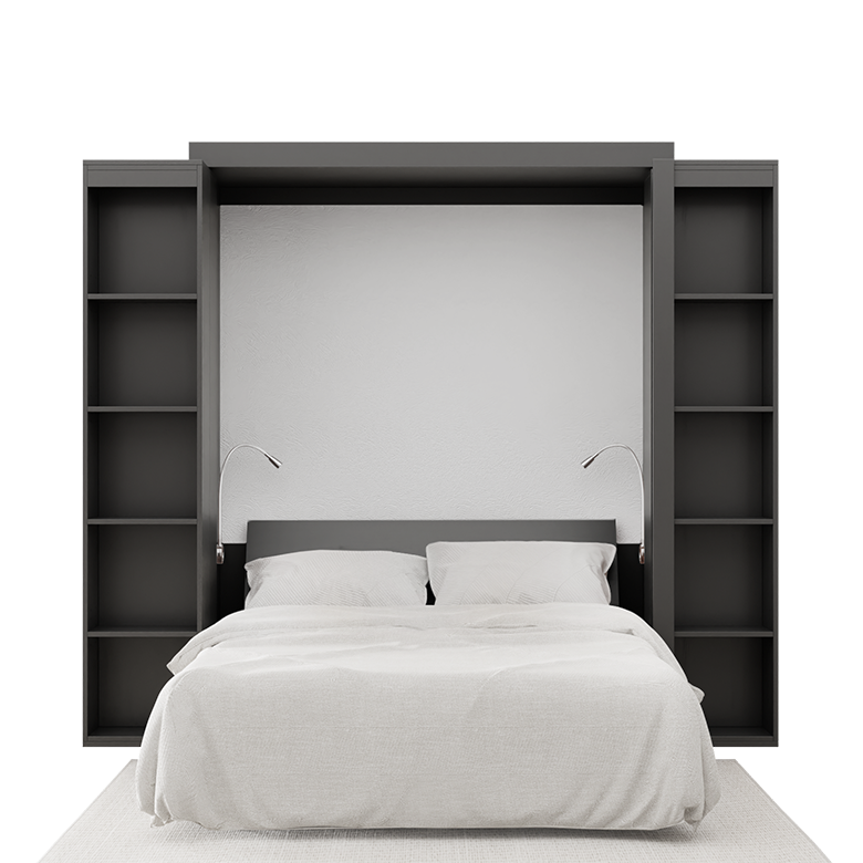 IN STOCK BLACK Double/Full Size Boaz BiFold Bookcase Murphy Bed