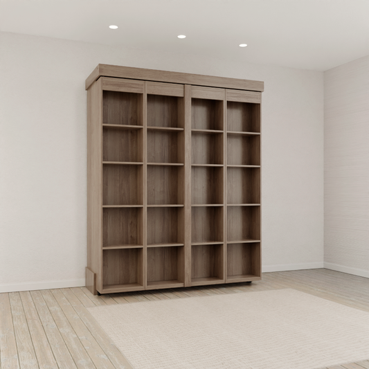 IN STOCK Double/Full Size Boaz BiFold Bookcase Murphy Bed - Monaco Textured Finish