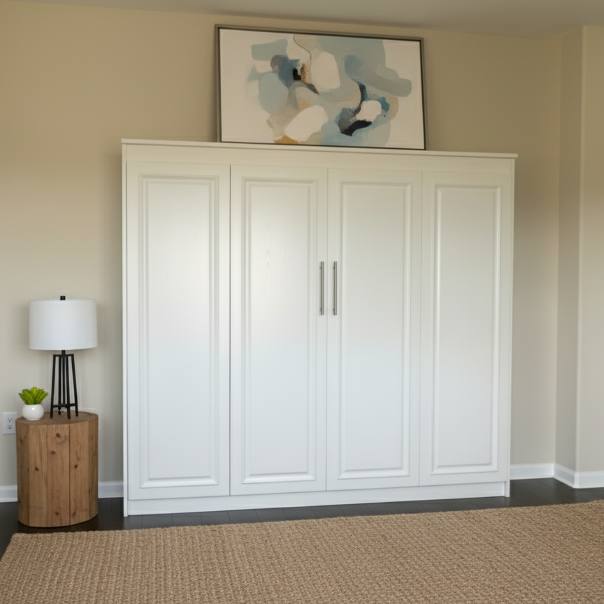 white horizontal "Daytona" raised panel style panel bed murphy bed in transitional room