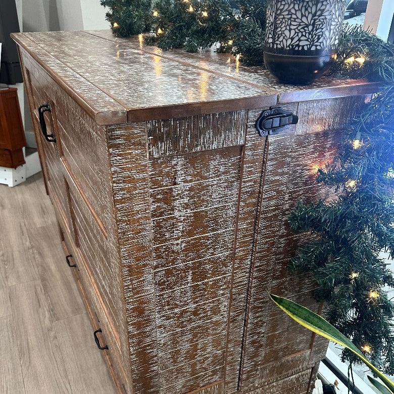 POPPY WHITE BARK MURPHY CABINET BED - SIDE VIEW