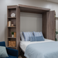 Boaz BiFold Bookcase Murphy Bed in Monaco Textured Melamine finish, bed pulled down