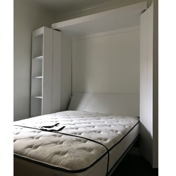 Boaz BiFold Bookcase Murphy Bed with bed pulled down
