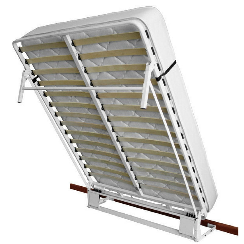 Clearance Murphy bed frame with slatted base, wall-mounted. half-open