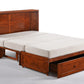 Clover Murphy Cabinet Bed Queen Size in color cherry, bed mattress fully open