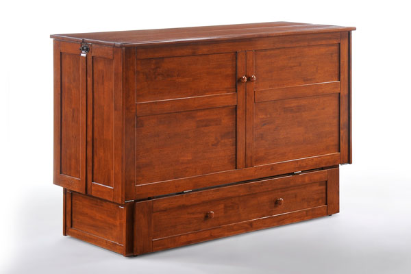 Clover Murphy Cabinet Bed Queen Size in color cherry