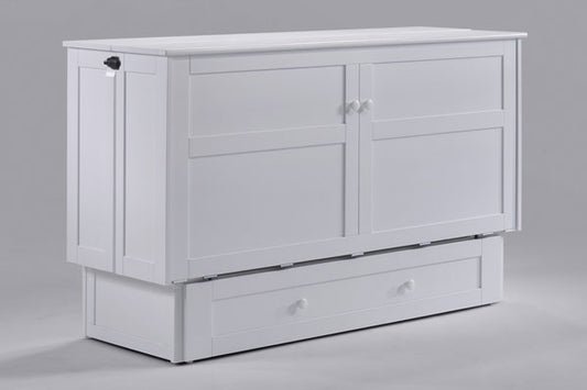 Clover Murphy Cabinet Bed Queen Size in color white, right angled view
