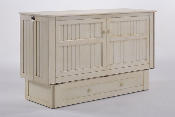 Daisy Murphy Cabinet Bed Queen Size in color buttercream, right angled view