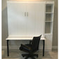 The home office Murphy bed with a desk in color white, bed and desk pulled up