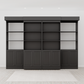 In Stock Majestic Library Bed: Supreme in color black, front view, bed pulled up