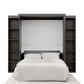 In stock Boaz BiFold Bookcase Murphy Bed in color black, bookcase front view, bed pulled down