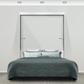The home office Murphy bed with a desk in color white, bed pulled up