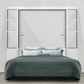 In stock Suite Dreams in color white, queen size, front view bed pulled down