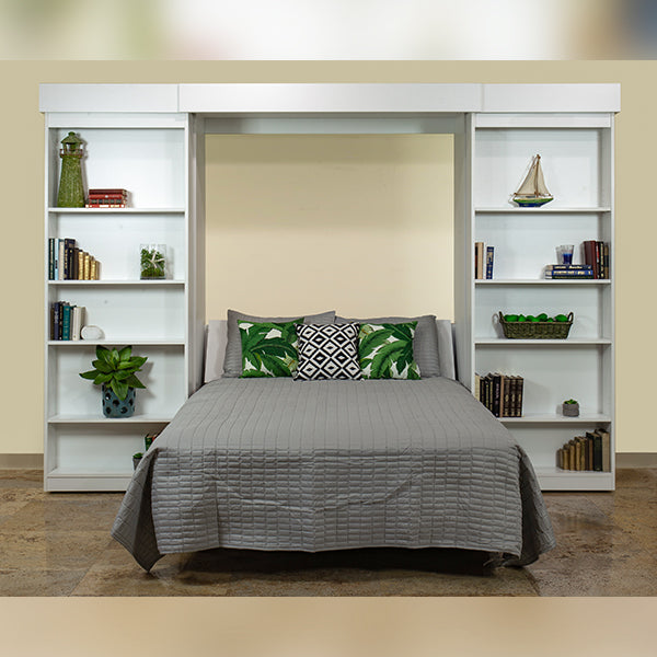 Majestic Library Bed: Deluxe in color white, bed pulled down