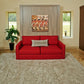 Sofa and Panel Bed Ensemble with color red sofa, front view, bed pulled up