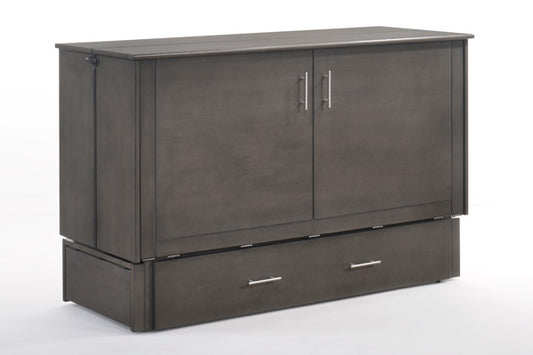 Sagebrush Murphy Cabinet Bed Queen Size in color stonewash, right angled view