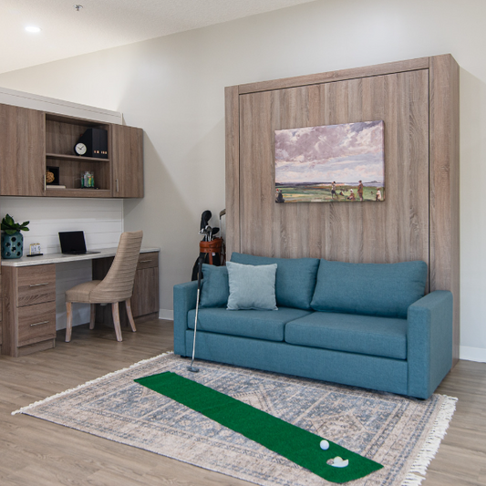Horizontal murphy bed with couch deals