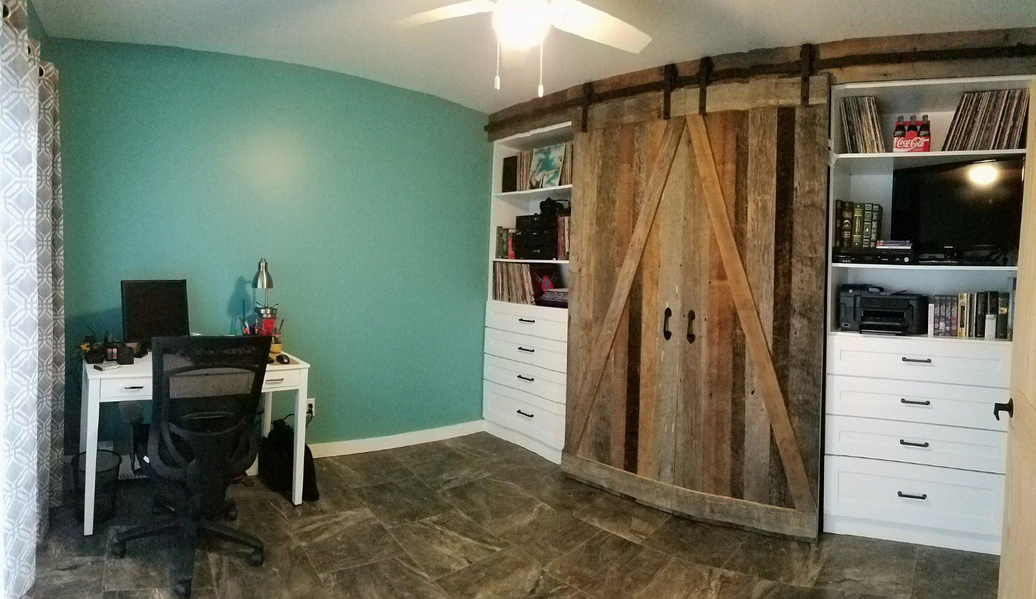 The Next Bed Wall-Mounted Murphy Bed Frame in close barn door style